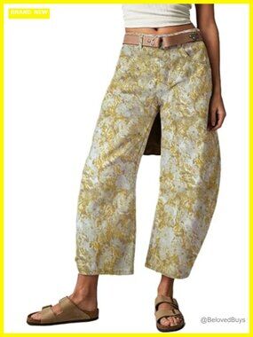 Wide Leg Cropped Jeans Baggy High Rise Denim Barrel Pants Y2k